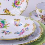 Place Setting 6 Pieces - Herend Queen Victoria VBO pattern. Herend porcelain hand painted. Tableware