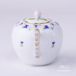 Tea Pot with Rose Knob 606-0-09 PBG Cornflower Garland design. Herend fine china. Hand painted tableware