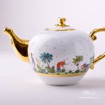 Tea Pot with Twisted Knob 20603-0-06 FODO Oriental Showmen design. Herend fine china. Hand painted tableware