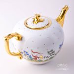 Tea Pot with Twisted Knob 20603-0-06 FODO Oriental Showmen design. Herend fine china. Hand painted tableware