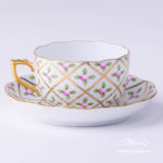 Tea Cup with Saucer 20724-0-00 SPROG Sevres Roses design. Herend porcelain. Hand painted tableware