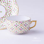 Tea Cup with Saucer 20724-0-00 SPROG Sevres Roses design. Herend porcelain. Hand painted tableware