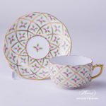 Tea Cup with Saucer 20724-0-00 SPROG Sevres Roses design. Herend porcelain. Hand painted tableware