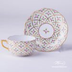 Tea Cup with Saucer 20724-0-00 SPROG Sevres Roses design. Herend porcelain. Hand painted tableware