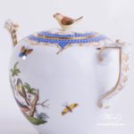 Tea Pot with Bird Knob 606-0-05 RO-ETB Rothschild Bird Blue Fish scale decor. Herend porcelain. Hand painted tableware