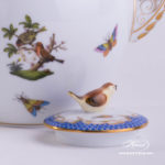 Tea Pot with Bird Knob 606-0-05 RO-ETB Rothschild Bird Blue Fish scale decor. Herend porcelain. Hand painted tableware