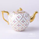 Miniature Tea Pot with Rose Knob 20608-0-09 SPROG Sévres Roses design. Herend porcelain. Hand painted tableware