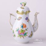 Coffee Pot with Butterfly Knob 612-0-17 VBO Queen Victoria decor. Herend porcelain hand painted