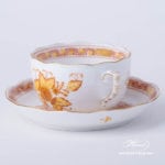 Tea Cup with Saucer 724-0-00 FJ Indian Basket Yellow design. Herend fine china. Hand painted tableware