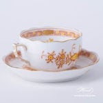 Tea Cup with Saucer 724-0-00 FJ Indian Basket Yellow design. Herend fine china. Hand painted tableware