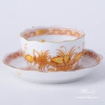 Tea Cup with Saucer 724-0-00 FJ Indian Basket Yellow design. Herend fine china. Hand painted tableware