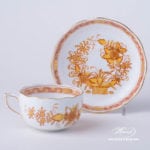 Tea Cup with Saucer 724-0-00 FJ Indian Basket Yellow design. Herend fine china. Hand painted tableware