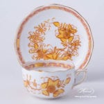 Tea Cup with Saucer 724-0-00 FJ Indian Basket Yellow design. Herend fine china. Hand painted tableware