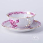 Tea Cup with Saucer 734-0-00 FP Indian Basket Purple design. Herend fine china. Hand painted tableware
