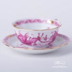 Tea Cup with Saucer 734-0-00 FP Indian Basket Purple design. Herend fine china. Hand painted tableware