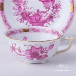 Tea Cup with Saucer 734-0-00 FP Indian Basket Purple design. Herend fine china. Hand painted tableware
