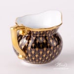 Creamer / Milk Jug 20644-0-00 VHN-OR Gold Fish Scale on Black Background pattern. Herend fine china. Hand painted tableware