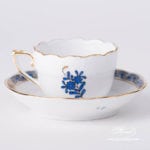 Coffee / Espresso Cup and Saucer 711-0-00 AB3-X1 Apponyi Blue / Chinese Bouquet Blue design. Herend porcelain. Hand painted tableware. Demitasse