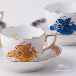 Coffee / Espresso Cup and Saucer 711-0-00 AJ Apponyi Yellow / Chinese Bouquet Yellow design. Herend porcelain. Hand painted tableware. Demitasse