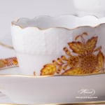 Coffee / Espresso Cup and Saucer 711-0-00 AJ Apponyi Yellow / Chinese Bouquet Yellow design. Herend porcelain. Hand painted tableware. Demitasse