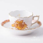 Coffee / Espresso Cup and Saucer 711-0-00 AJ Apponyi Yellow / Chinese Bouquet Yellow design. Herend porcelain. Hand painted tableware. Demitasse