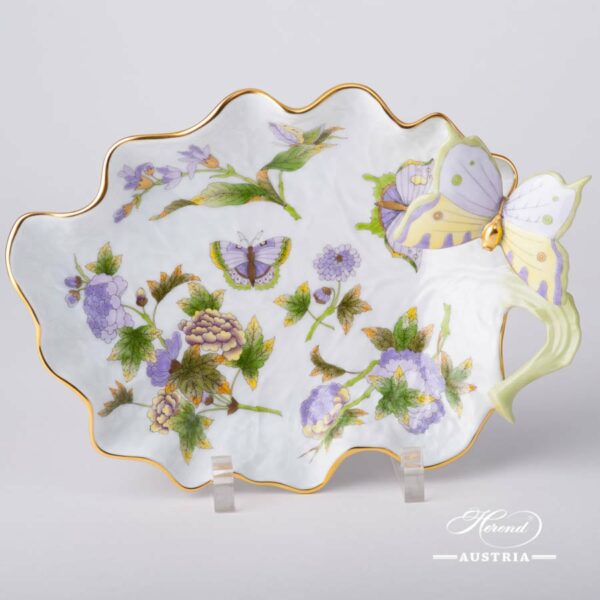 Royal Garden Green Leaf Dish w. Butterfly Herend Austria