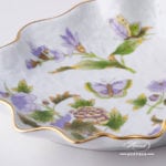 Leaf Dish 7757-0-17 EVICT1 Royal Garden Green Flower and Butterfly pattern. Herend fine china hand painted. Tableware