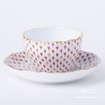 Tea / Coffee Cup with Saucer 20730-0-00 VHSP18 Burgundy, Brown and Gold Special Fish scale design. Herend fine china. Hand painted tableware