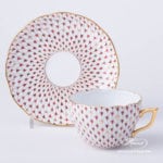 Tea / Coffee Cup with Saucer 20730-0-00 VHSP18 Burgundy, Brown and Gold Special Fish scale design. Herend fine china. Hand painted tableware