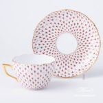 Tea / Coffee Cup with Saucer 20730-0-00 VHSP18 Burgundy, Brown and Gold Special Fish scale design. Herend fine china. Hand painted tableware