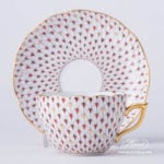 Tea / Coffee Cup with Saucer 20730-0-00 VHSP18 Burgundy, Brown and Gold Special Fish scale design. Herend fine china. Hand painted tableware