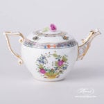 Mini Tea Pot with Rose Knob 608-0-09 FD Indian Basket Multicolor pattern. Herend fine china. Hand painted tableware