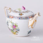 Mini Tea Pot with Rose Knob 608-0-09 FD Indian Basket Multicolor pattern. Herend fine china. Hand painted tableware