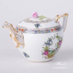 Mini Tea Pot with Rose Knob 608-0-09 FD Indian Basket Multicolor pattern. Herend fine china. Hand painted tableware