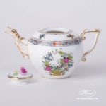 Mini Tea Pot with Rose Knob 608-0-09 FD Indian Basket Multicolor pattern. Herend fine china. Hand painted tableware