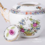 Mini Tea Pot with Rose Knob 608-0-09 FD Indian Basket Multicolor pattern. Herend fine china. Hand painted tableware