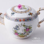 Mini Tea Pot with Rose Knob 608-0-09 FD Indian Basket Multicolor pattern. Herend fine china. Hand painted tableware