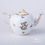 Tea Pot w. Rose Knob 607-0-09 RO Rothschild Bird design. Classic Herend design. Herend fine china. Hand painted tableware