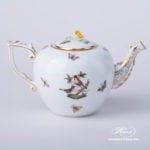 Tea Pot w. Rose Knob 607-0-09 RO Rothschild Bird design. Classic Herend design. Herend fine china. Hand painted tableware