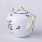 Tea Pot w. Rose Knob 607-0-09 RO Rothschild Bird design. Classic Herend design. Herend fine china. Hand painted tableware