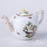 Tea Pot w. Rose Knob 607-0-09 RO Rothschild Bird design. Classic Herend design. Herend fine china. Hand painted tableware