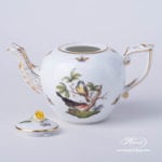 Tea Pot w. Rose Knob 607-0-09 RO Rothschild Bird design. Classic Herend design. Herend fine china. Hand painted tableware