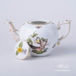 Tea Pot w. Rose Knob 607-0-09 RO Rothschild Bird design. Classic Herend design. Herend fine china. Hand painted tableware