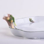 Tray / Platter 428-0-00 CHTM Hunter Trophies pattern. Wild Boar motif. Green rim. Herend fine china. Hand painted tableware