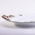 Round Dish w. Handles 171-0-00 CHTM Hunter Trophies pattern. Chamois motif. Green rim. Herend fine china. Hand painted tableware