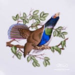 Oval Dish 211-0-00 CHTM Hunter Trophies pattern. Blackcock motif. Green rim. Herend fine china. Hand painted tableware