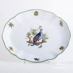 Oval Dish 211-0-00 CHTM Hunter Trophies pattern. Heath-Hen motif. Green rim. Herend fine china. Hand painted tableware
