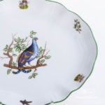 Oval Dish 211-0-00 CHTM Hunter Trophies pattern. Heath-Hen motif. Green rim. Herend fine china. Hand painted tableware