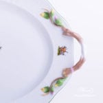 Oval Dish w. Handles 121-0-00 CHTM Hunter Trophies  pattern. Mouflon motif. Green rim. Herend fine china. Hand painted tableware