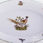 Bread Basket 380-0-00 CHTM Hunter Trophies pattern. Pheasant motif. Green rim. Herend fine china. Hand painted tableware